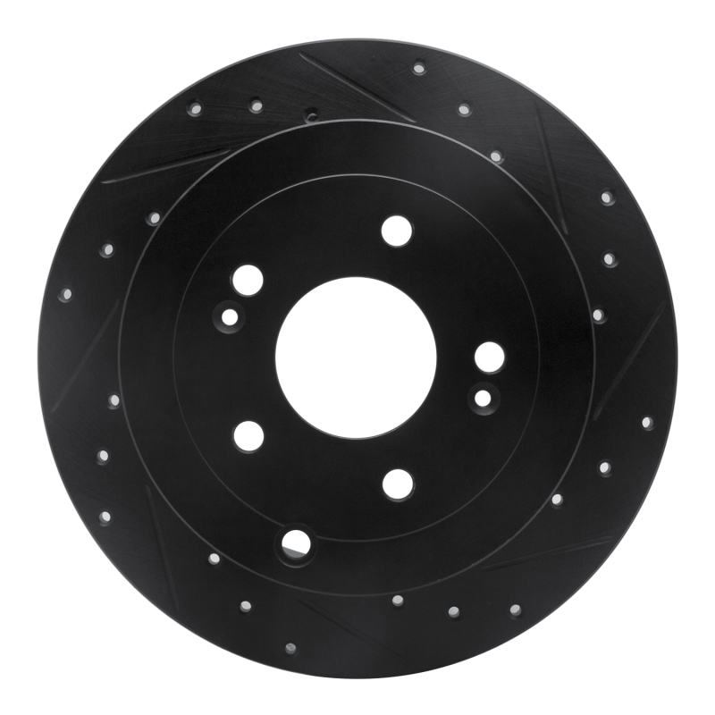 Hyundai Santa Fe Brake Rotor (1) - Rear Right - R1 Concepts - Drilled & Slotted - Black - `07-`09